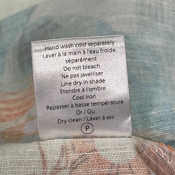 LE RAGAZZE NWT Sleeveless Empire Maxi Dress Linen Blnd Border Seaside Pnk/Mult L - Picture 11 of 11